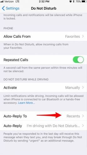 setup auto reply text messages in iphone