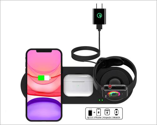 Kartice 3 in 1 iPhone SE 2020 Wireless Chargers with QC3.0 Adapter